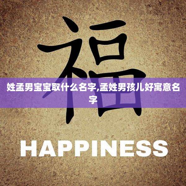 姓孟男宝宝取什么名字,孟姓男孩儿好寓意名字