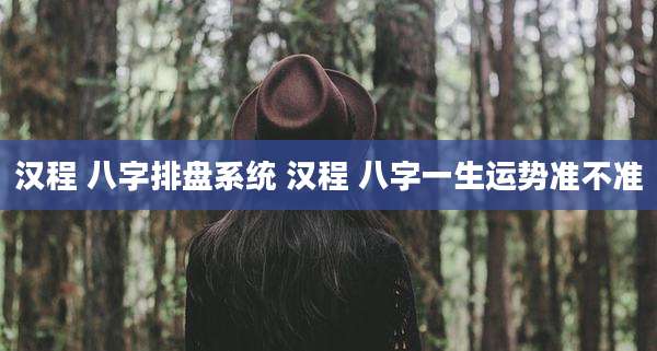 汉程 八字排盘系统 汉程 八字一生运势准不准