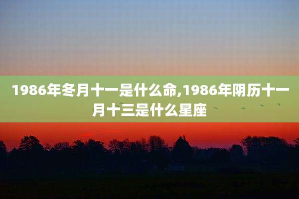 1986年冬月十一是什么命,1986年阴历十一月十三是什么星座