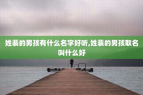 姓裴的男孩有什么名字好听,姓裴的男孩取名叫什么好