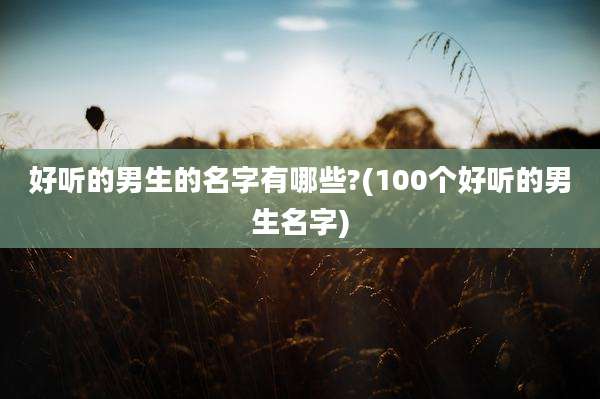 好听的男生的名字有哪些?(100个好听的男生名字)