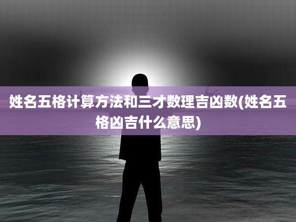 姓名五格计算方法和三才数理吉凶数(姓名五格凶吉什么意思)