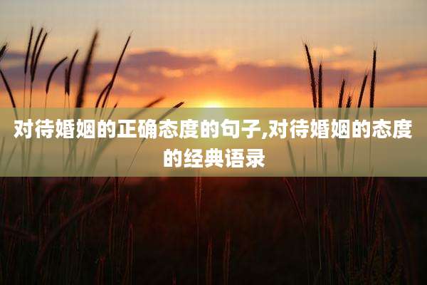对待婚姻的正确态度的句子,对待婚姻的态度的经典语录