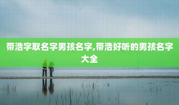 带浩字取名字男孩名字,带浩好听的男孩名字大全