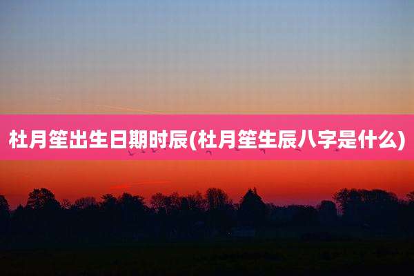 杜月笙出生日期时辰(杜月笙生辰八字是什么)
