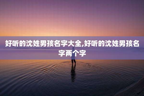 好听的沈姓男孩名字大全,好听的沈姓男孩名字两个字