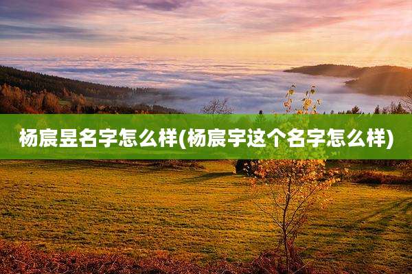 杨宸昱名字怎么样(杨宸宇这个名字怎么样)