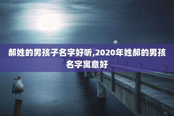 郝姓的男孩子名字好听,2020年姓郝的男孩名字寓意好