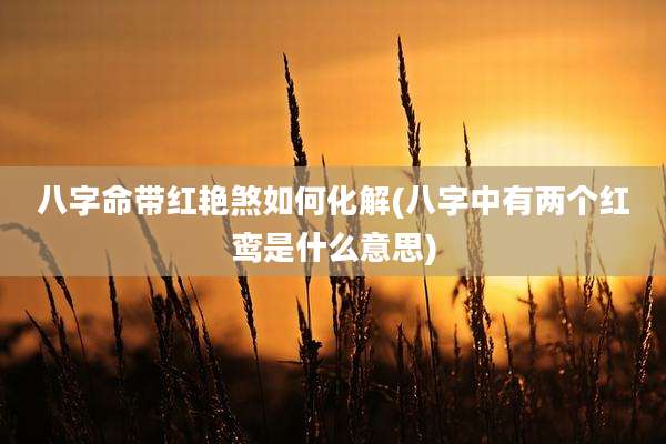 八字命带红艳煞如何化解(八字中有两个红鸾是什么意思)