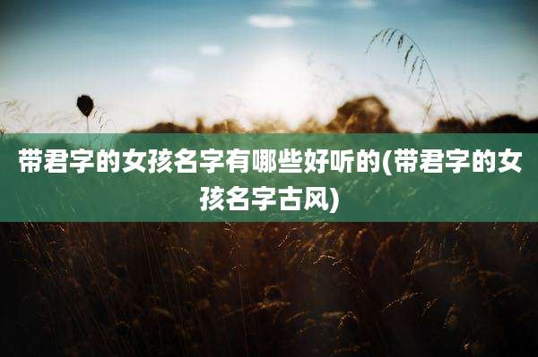 带君字的女孩名字有哪些好听的(带君字的女孩名字古风)