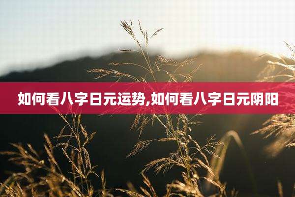 如何看八字日元运势,如何看八字日元阴阳