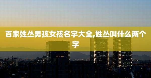 百家姓丛男孩女孩名字大全,姓丛叫什么两个字