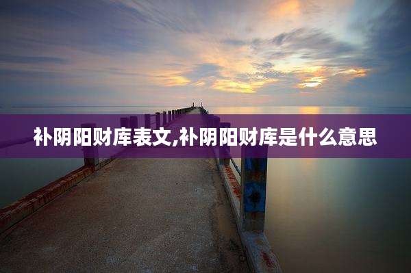 补阴阳财库表文,补阴阳财库是什么意思