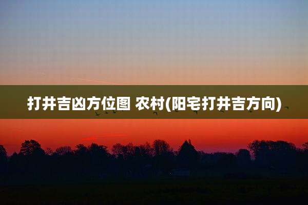 打井吉凶方位图 农村(阳宅打井吉方向)