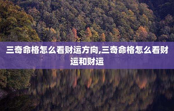 三奇命格怎么看财运方向,三奇命格怎么看财运和财运