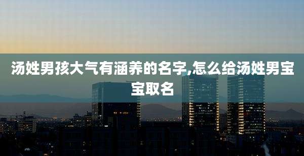 汤姓男孩大气有涵养的名字,怎么给汤姓男宝宝取名