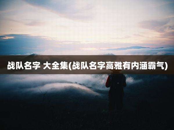 战队名字 大全集(战队名字高雅有内涵霸气)