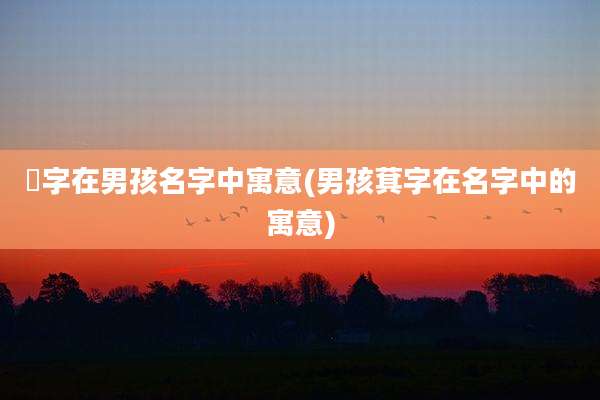 湳字在男孩名字中寓意(男孩萁字在名字中的寓意)