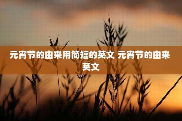元宵节的由来用简短的英文 元宵节的由来 英文