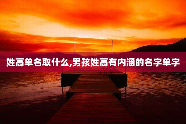 姓高单名取什么,男孩姓高有内涵的名字单字