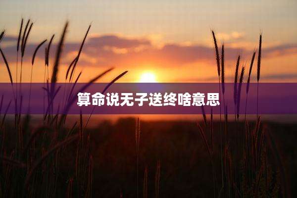算命说无子送终啥意思