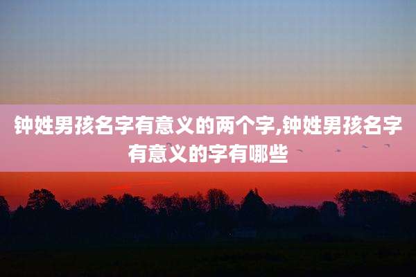 钟姓男孩名字有意义的两个字,钟姓男孩名字有意义的字有哪些