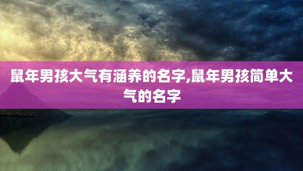 鼠年男孩大气有涵养的名字,鼠年男孩简单大气的名字