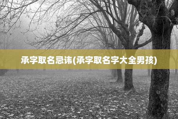 承字取名忌讳(承字取名字大全男孩)