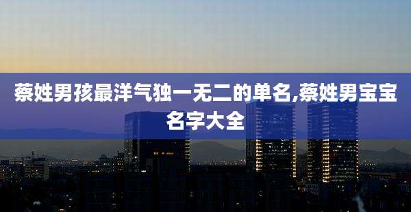 蔡姓男孩最洋气独一无二的单名,蔡姓男宝宝名字大全