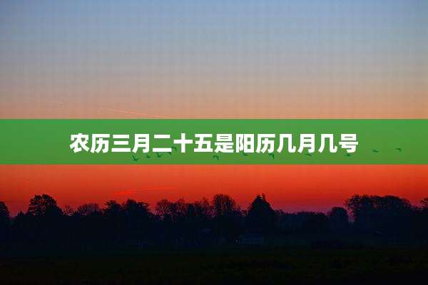 农历三月二十五是阳历几月几号