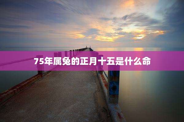 75年属兔的正月十五是什么命