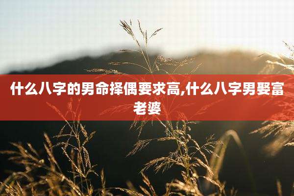 什么八字的男命择偶要求高,什么八字男娶富老婆