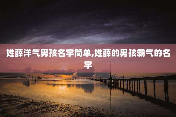 姓薛洋气男孩名字简单,姓薛的男孩霸气的名字