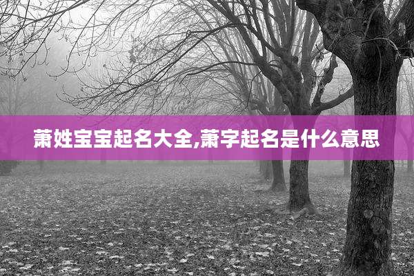 萧姓宝宝起名大全,萧字起名是什么意思