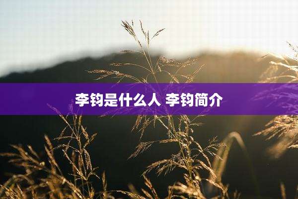 李钧是什么人 李钧简介