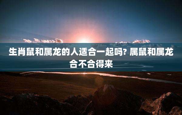 生肖鼠和属龙的人适合一起吗? 属鼠和属龙合不合得来