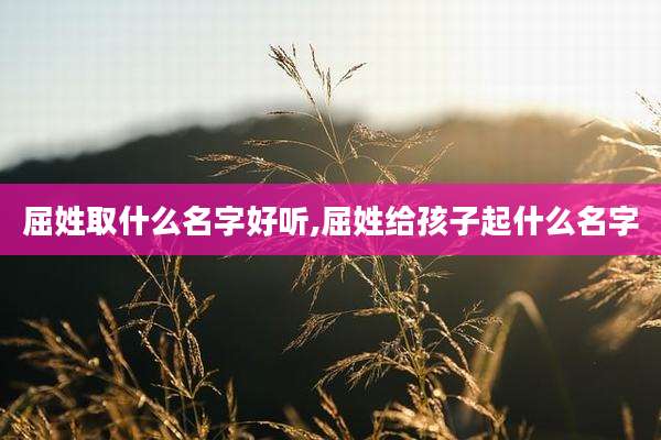 屈姓取什么名字好听,屈姓给孩子起什么名字