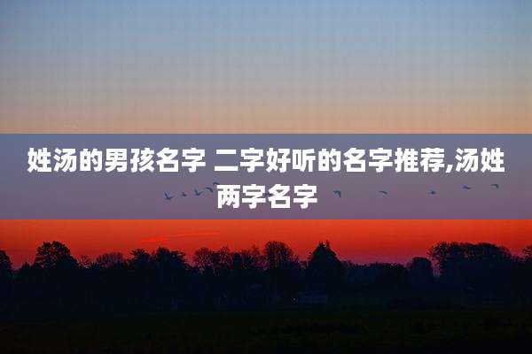 姓汤的男孩名字 二字好听的名字推荐,汤姓两字名字