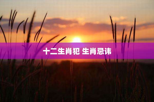 十二生肖犯 生肖忌讳