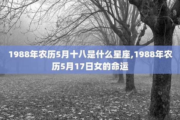1988年农历5月十八是什么星座,1988年农历5月17日女的命运