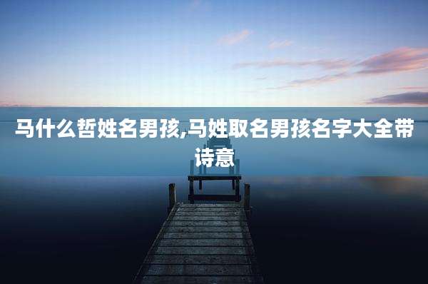 马什么哲姓名男孩,马姓取名男孩名字大全带诗意