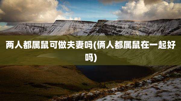 两人都属鼠可做夫妻吗(俩人都属鼠在一起好吗)