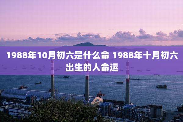 1988年10月初六是什么命 1988年十月初六出生的人命运