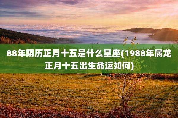 88年阴历正月十五是什么星座(1988年属龙正月十五出生命运如何)