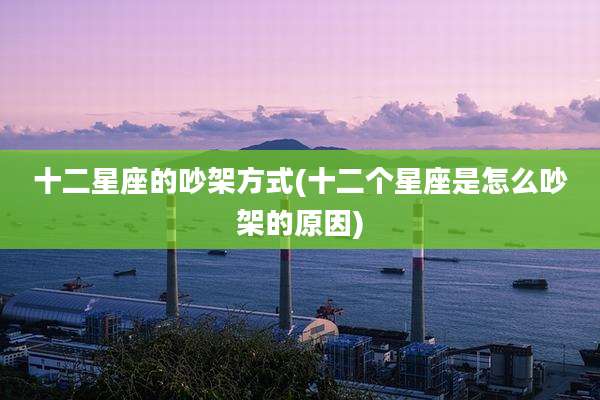 十二星座的吵架方式(十二个星座是怎么吵架的原因)