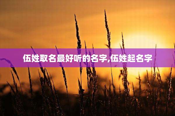 伍姓取名最好听的名字,伍姓起名字