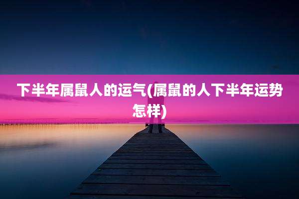 下半年属鼠人的运气(属鼠的人下半年运势怎样)