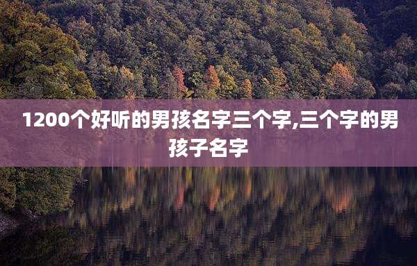 1200个好听的男孩名字三个字,三个字的男孩子名字