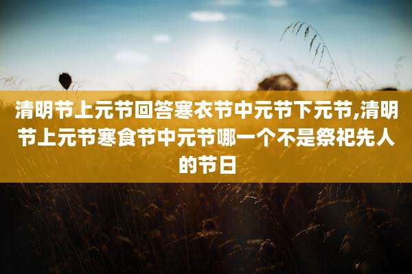 清明节上元节回答寒衣节中元节下元节,清明节上元节寒食节中元节哪一个不是祭祀先人的节日
