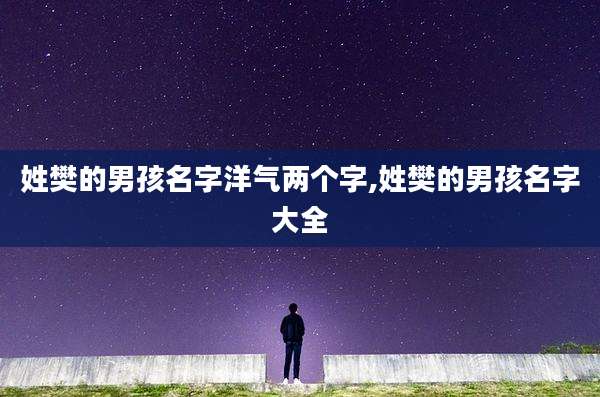 姓樊的男孩名字洋气两个字,姓樊的男孩名字大全